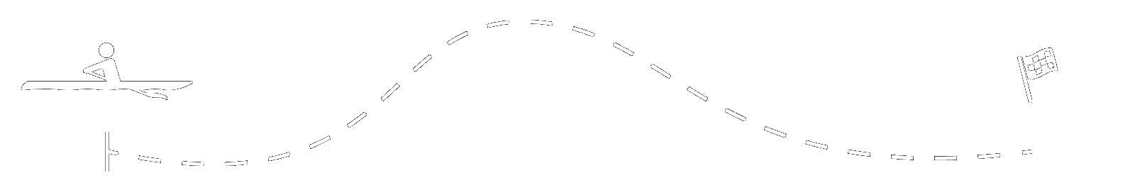 An outline graphic depicting a winding river course