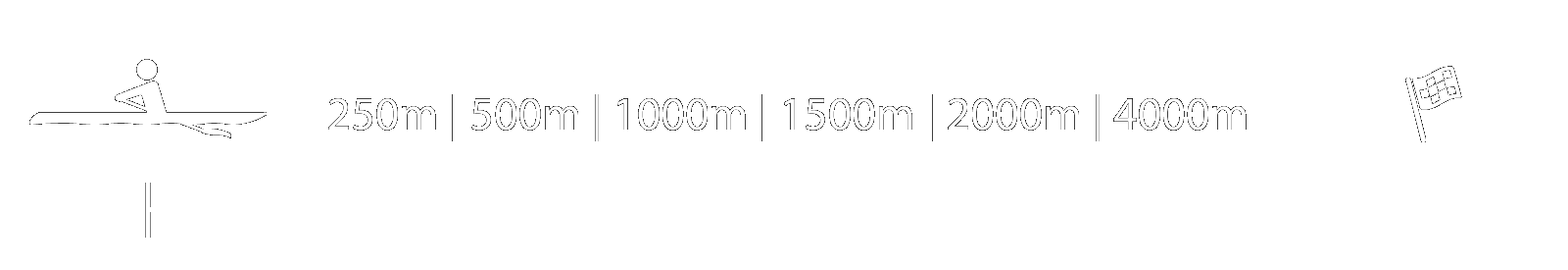 An outline graphic depicting the different race mode distances